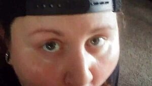 Beautiful Girl Flashes Cock in Garage, Then Sucks It While Jerking Off