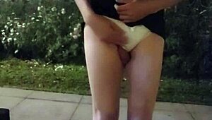 shemale ting xuan flashes body in public garden