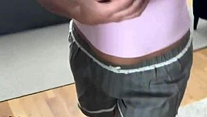 selfie girl touches herself in sexy panties and socks