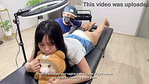 Look at this cute girl tempting her tattoo artist