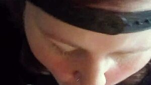 Beautiful Girl Flashes Cock in Garage, Then Sucks It While Jerking Off