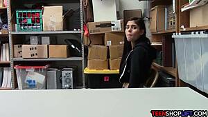Skinny teen 18+ latina shoplifter caught and fucked by security santa in reality