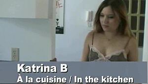 katrina gets her pussy wet while fingering in the kitchen