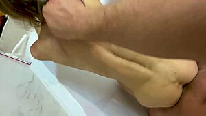 HOT BATHROOM SEX WITH LONG HAIRED MILF!