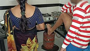 Indian amateur bent over in kitchen for intense anal fucking.