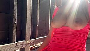 Artemisia love, an italian milf, enjoys a hot solo bouncing session outdoors with her big tits