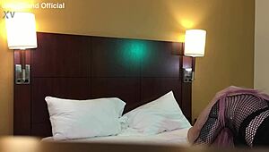 Sexy goth trans girl deepthroats cock.