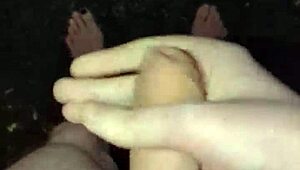 I'm masturbating in the rain, naked with my big cock out