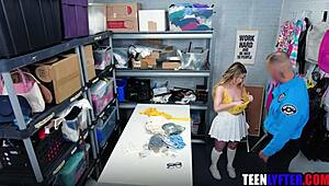Tiny teen shoplifter fucked hard