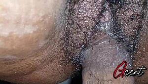 Close-Up Sex with Hairy Creamy Pussy and BBC