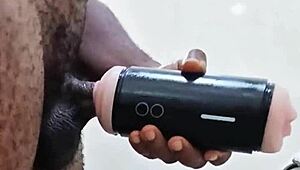 hey, girlfriend's gone, so i'm handling this huge cock myself!!