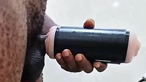 hey, girlfriend's gone, so i'm handling this huge cock myself!!