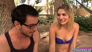 Stunning blonde milf drilled hard by the poolside