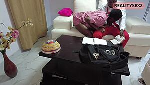 Schoolgirl Sneaks a Quick Bang with Classmate on Couch. Alone Time Turns Naughty!