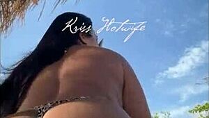 Married Wife Shows Off Tan Lines on Beach