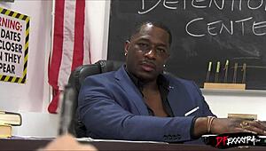 Exciting interracial encounter with Mr. Piper's big black cock under the desk.