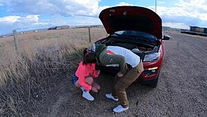 Frozen in shock, then slammed hard by a dirty brunette