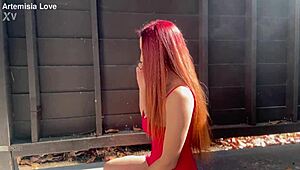 big tits milf artemisia love enjoys an outdoor smoking fetish session. her italian charm shines through.