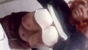 bad boy exploits curvy stepmum's big breasts in bedroom for first time screaming session