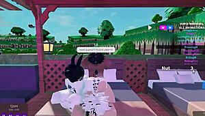 two bunnies and a bull in interracial fun