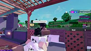 two bunnies and a bull in interracial fun