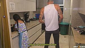 Employee intensely fucks maid, I masturbate, join threesome