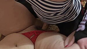 Fucked Curvy Girlfriend In Mouth And Hairy Pussy, Milf Lesbian With Big Ass Enjoys Strap-On