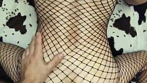 Very beautiful skinny wife in stockings lingerie