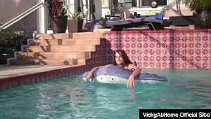milf vicky vette asks her hot friend teal conrad to eat pussy by the pool?