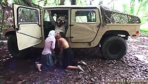 i'm obsessed with this sexy brunette teen 18+ striptease in military uniform