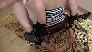 Fucked Curvy Girlfriend In Mouth And Hairy Pussy, Milf Lesbian With Big Ass Enjoys Strap-On