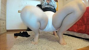 chubby italian lover masturbates in a dirty diaper full of pee