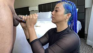 feeling so emotional watching this sloppy blowjob by the blue-haired throatgoat sucking that monster cock.