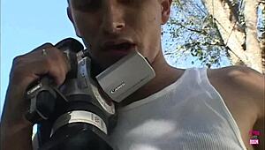 Latex Brunette Sucks Dick