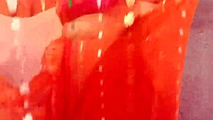 chubby indian woman in saree posing