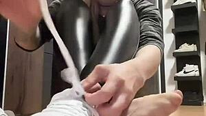 feetworld fetish feet in leather nylon socks