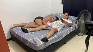 My sister-in-law loves milking me, she finds me even when I'm watching TV and I cum on her tits 😏