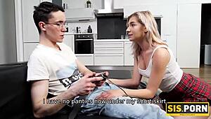 teen wants to make it with busy stepbrother and messes up videogame
