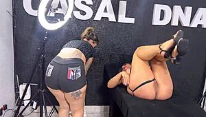 Tattoo Artist Sucks Bodybuilder Client's Ass Until She Cums In His Mouth!