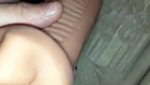 Woman gives blowjob to mouth toy while masturbating.