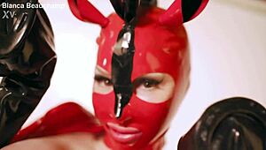 Latex pony milf in corset and boots submits for domination