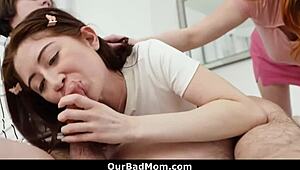 Tyler indulges in taboo threesome with stepmom and girlfriend in hardcore cumshot scene