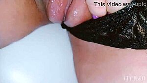 I can’t help fingering my pink pussy in a public restroom, caught on hidden cam voyeur