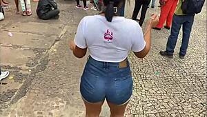 Brazilian Young 18+ Girls on Leashes in Sao Paulo Street Display