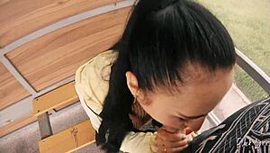 Feeling The Thrill Of A Risky Public Blowjob At The Bus Station