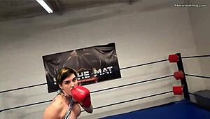 Professional fighter attacks with topless tits in POV.