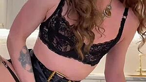 iskra humiliates herself in wild crossdressing solo with amazing cumshot