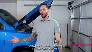 hormonal teen 18+ step daughter interrupts stepdaddy's work for family fun