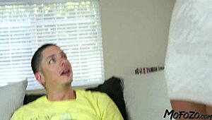 Latina with big tits gets cum on her ass