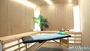 Curvy BBW Remi Ferdinand Gets Her Hairy Pussy and Big Natural Tits Rubbed by Masseuse